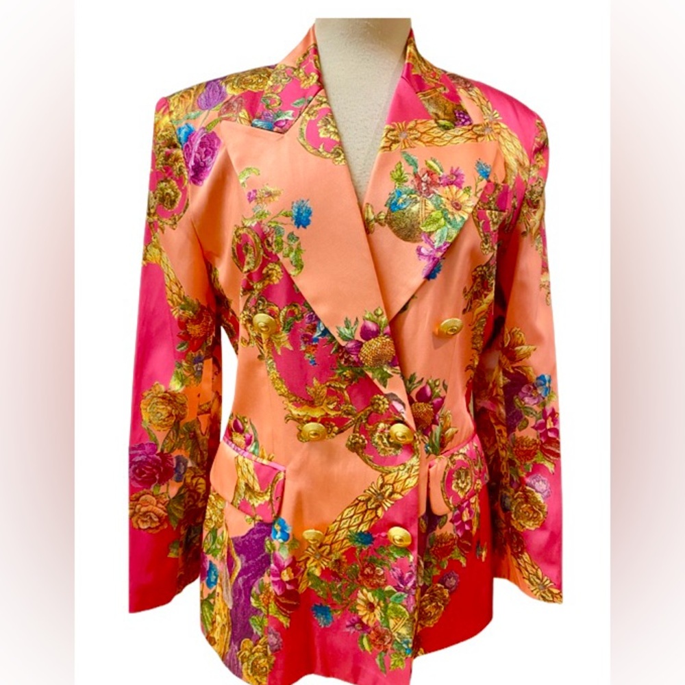 VERTIGO Paris Coral Pink Satin Romantic French Court Lined Jacket L NEW